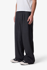 Easy Pleated Stripe Trouser - Grey/White