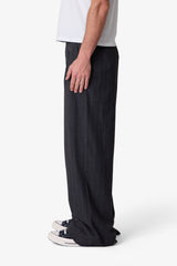 Easy Pleated Stripe Trouser - Grey/White