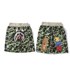 BAPE Style Camo Shark Casual Shorts - Classic Green