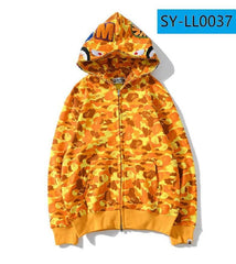 BAPE Shark Orange Camo Full‑Zip Hoodie