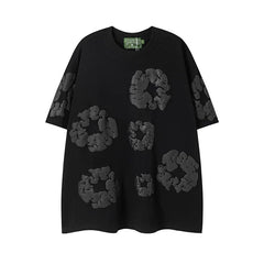 Denim Tears Black Tonal All‑Over Cotton Wreath Print T‑Shirt