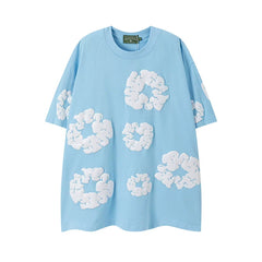 Denim Tears Light Blue All‑Over Cotton Wreath Print T‑Shirt