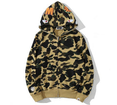 BAPE Shark Classic Yellow Camo Full‑Zip Hoodie