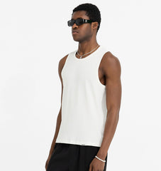 Initial Rib Vest - Flat White