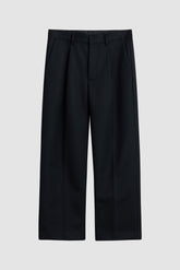ALDRICH PLEATED WOOL TROUSERS / BLACK