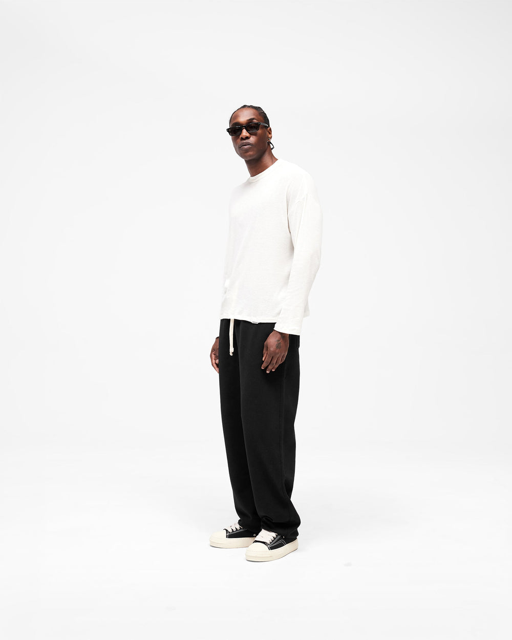 Initial Sheer Rib Long Sleeve T-Shirt - Flat White
