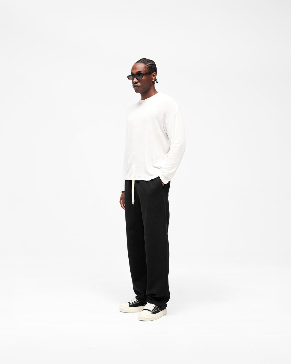 Initial Sheer Rib Long Sleeve T-Shirt - Flat White