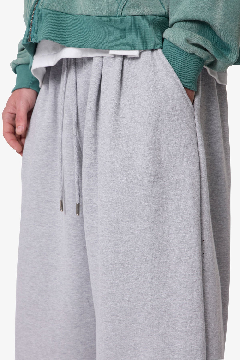 Cinched Baggy Sweatpants - Heather Grey