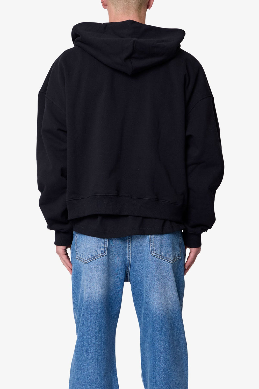 Heavy Basic Zip Up Hoodie - Black