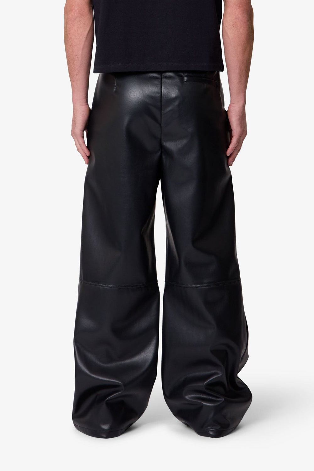 Leather Pleated Trouser - Black