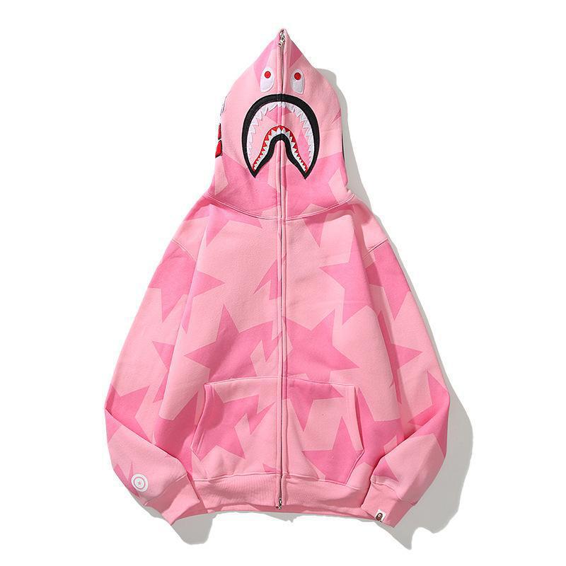 BAPE Shark Pink Star Camo Full‑Zip Hoodie