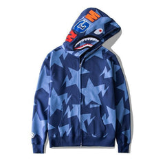 BAPE Shark Blue Star Camo Full‑Zip Hoodie