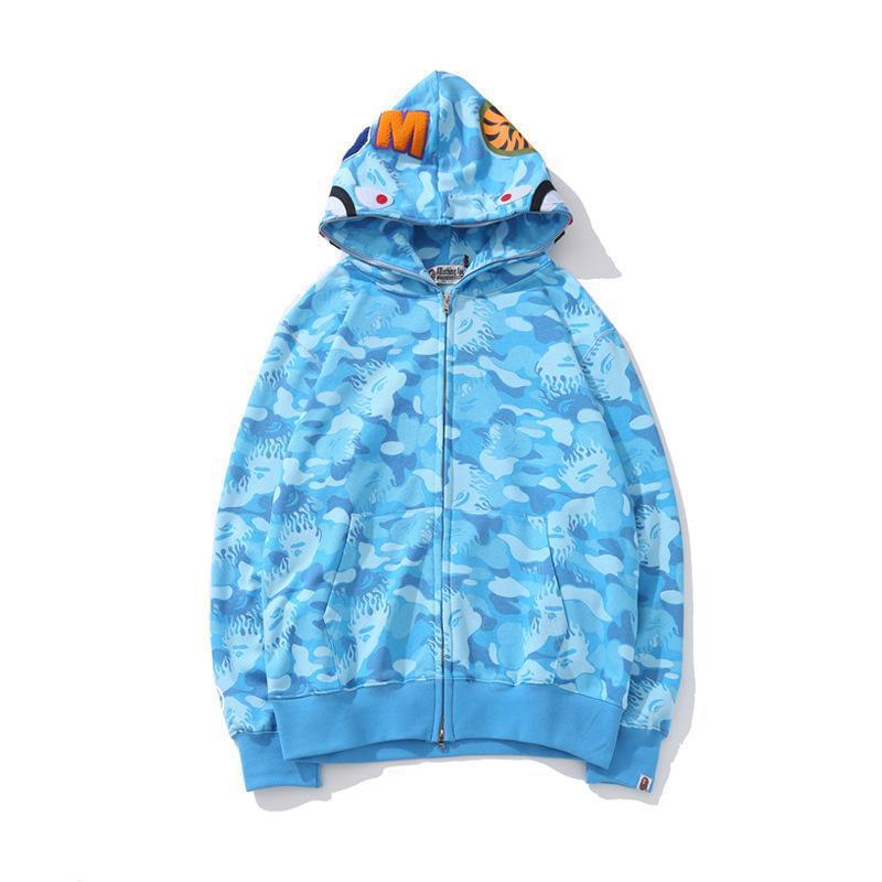 BAPE Shark Light Blue Camo Full‑Zip Hoodie