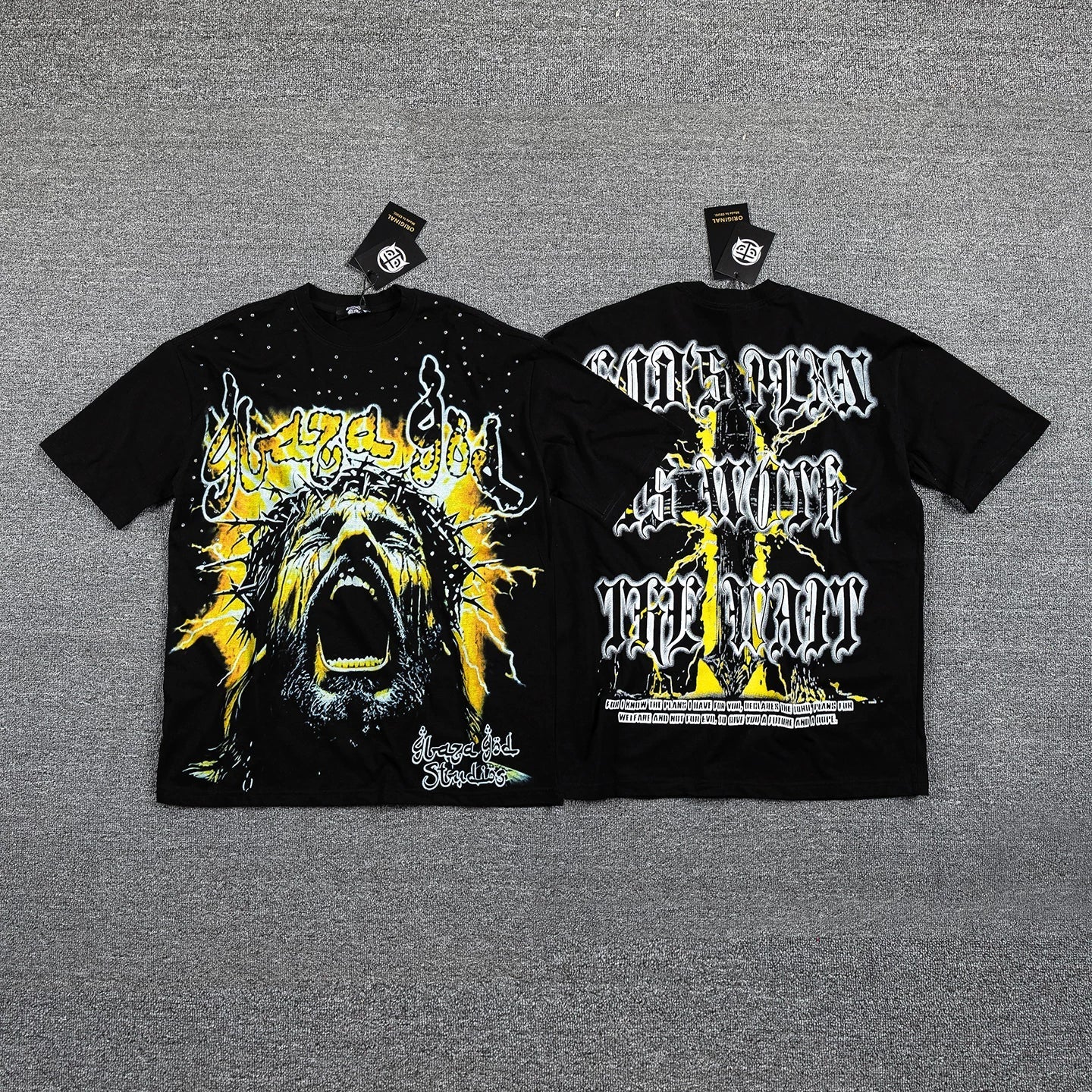 GLAZA GOD Men's Vintage Graphic Oversized T-Shirt – Dragon Print Streetwear Double-Sided Casual Tee