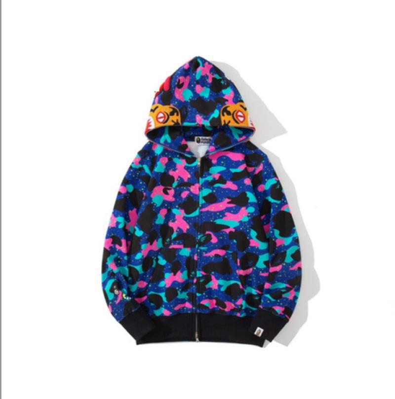 BAPE Shark Multicolor Neon Camo Full‑Zip Hoodie