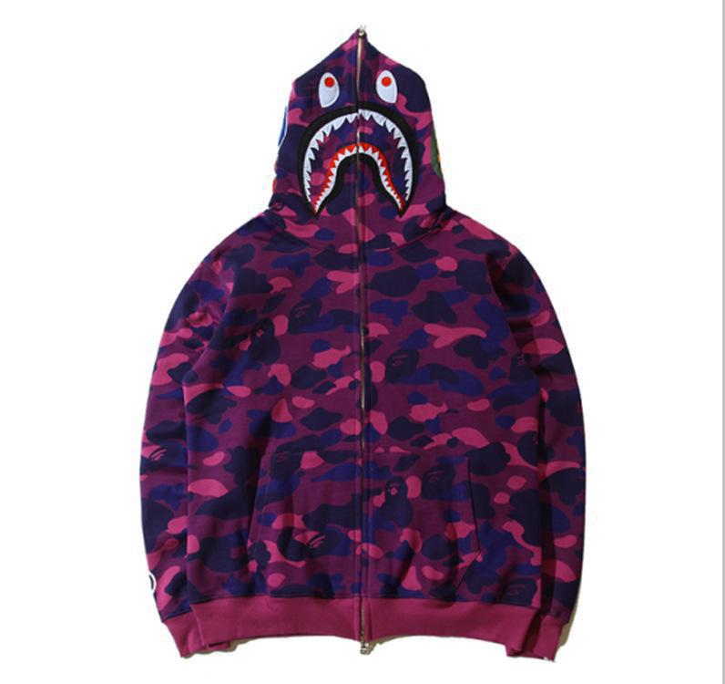 BAPE Shark Purple Camo Full‑Zip Hoodie