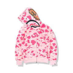 BAPE   Fall Winter  Shark Pink Camo Full‑Zip Hoodie