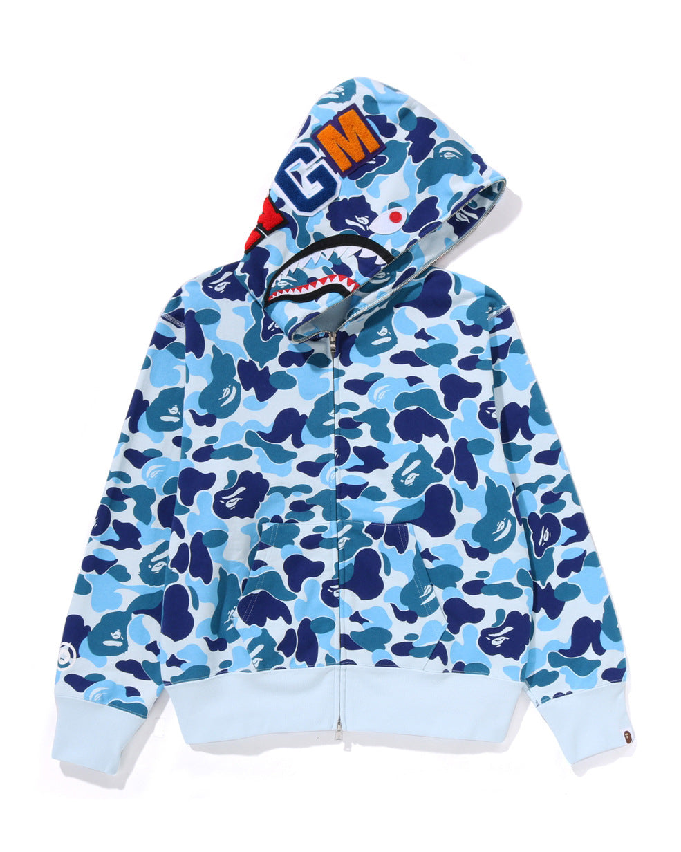 BAPE Fall Winter  Shark Blue Camo WGM Full‑Zip Hoodie