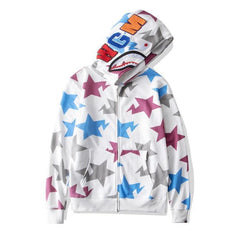 BAPE Shark Multi‑Color Star Camo Full‑Zip Hoodie