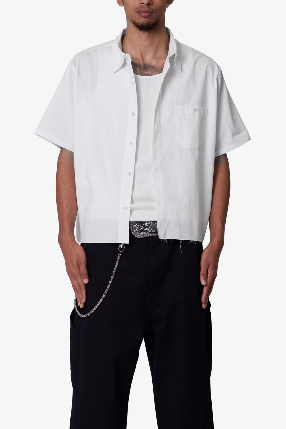 Poplin Cropped S/S Shirt - White