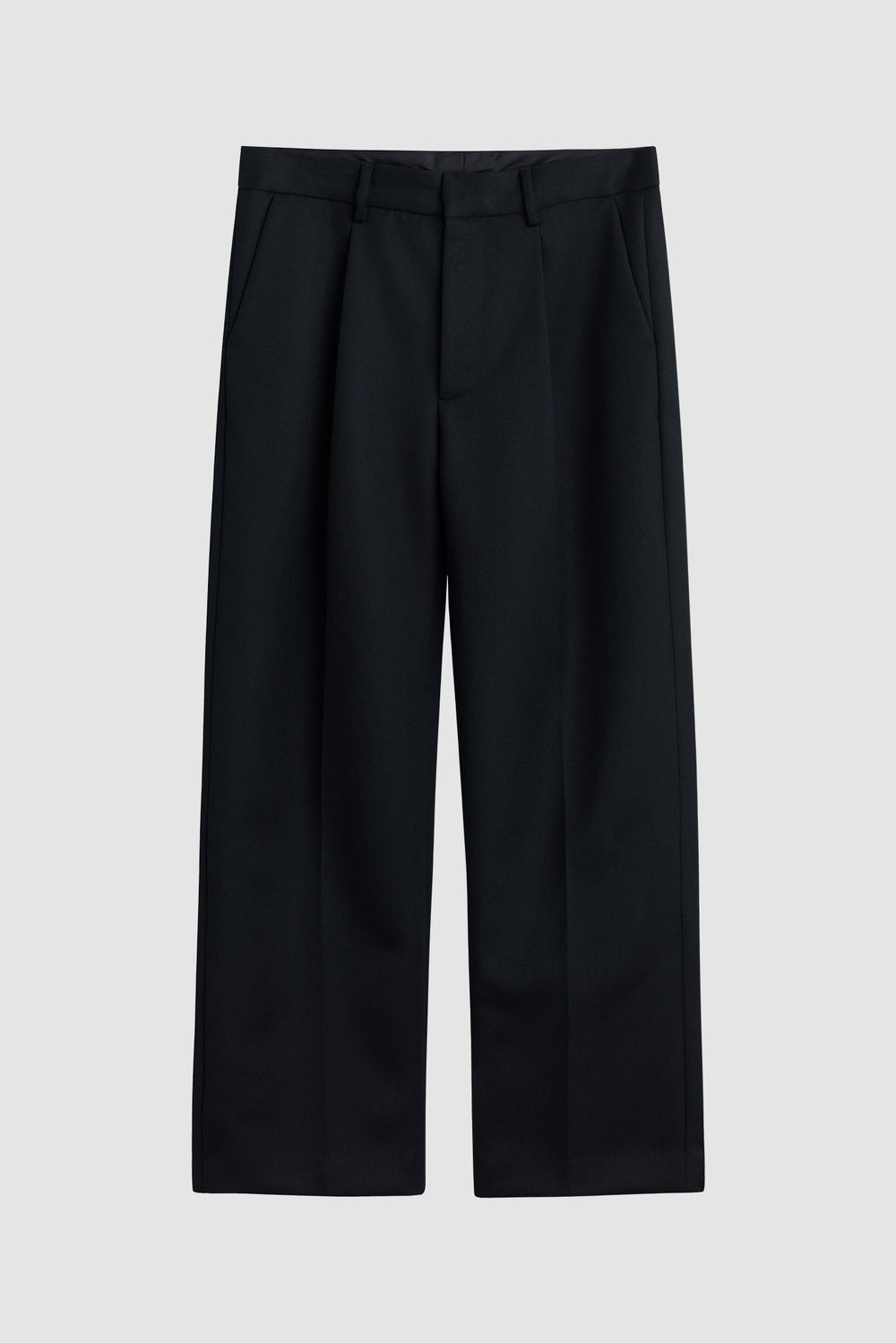 ALDRICH PLEATED WOOL TROUSERS / BLACK