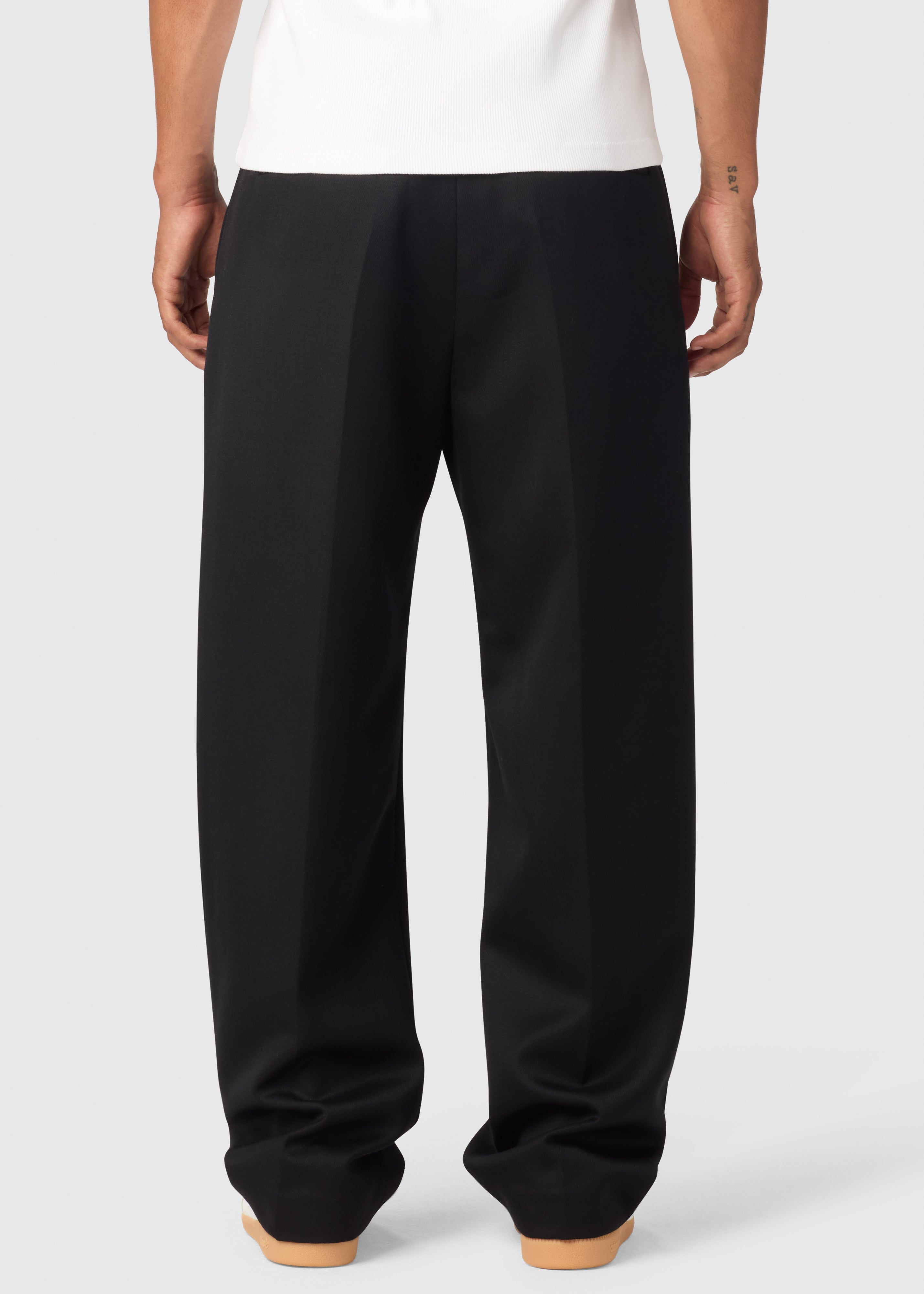 ALDRICH PLEATED WOOL TROUSERS / BLACK