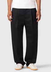 ALDRICH PLEATED WOOL TROUSERS / BLACK